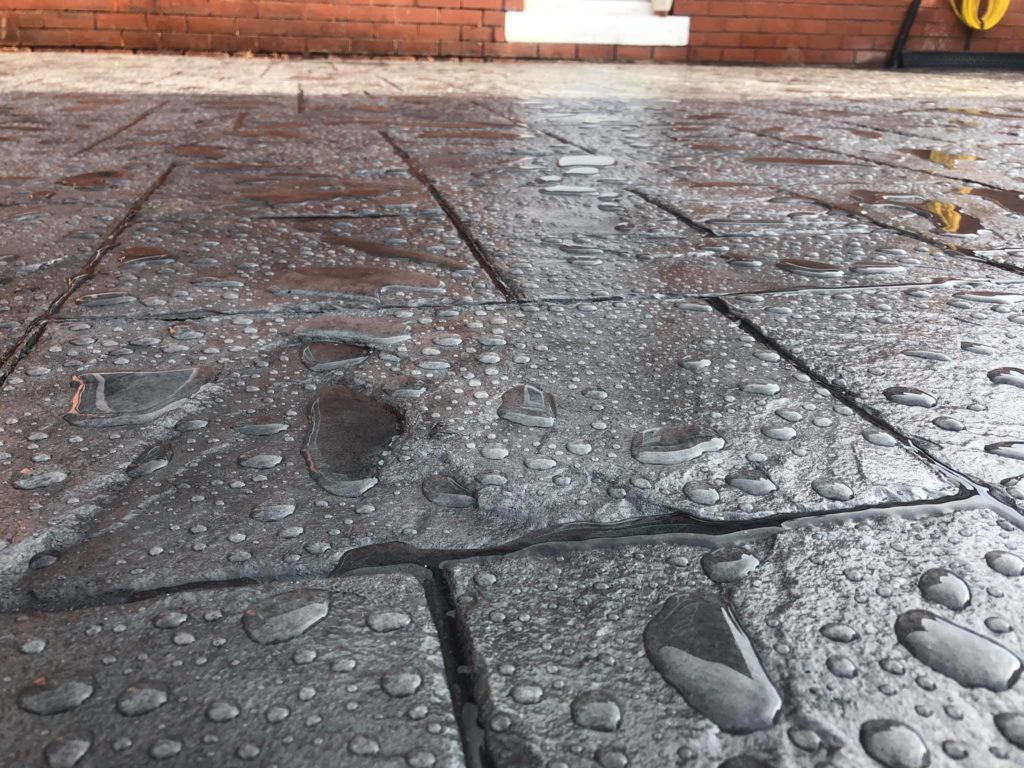Water Beads on well sealed concrete