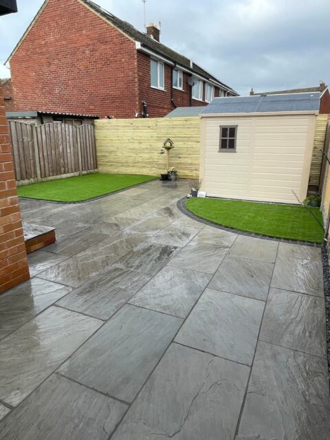 back garden new concrete pattern